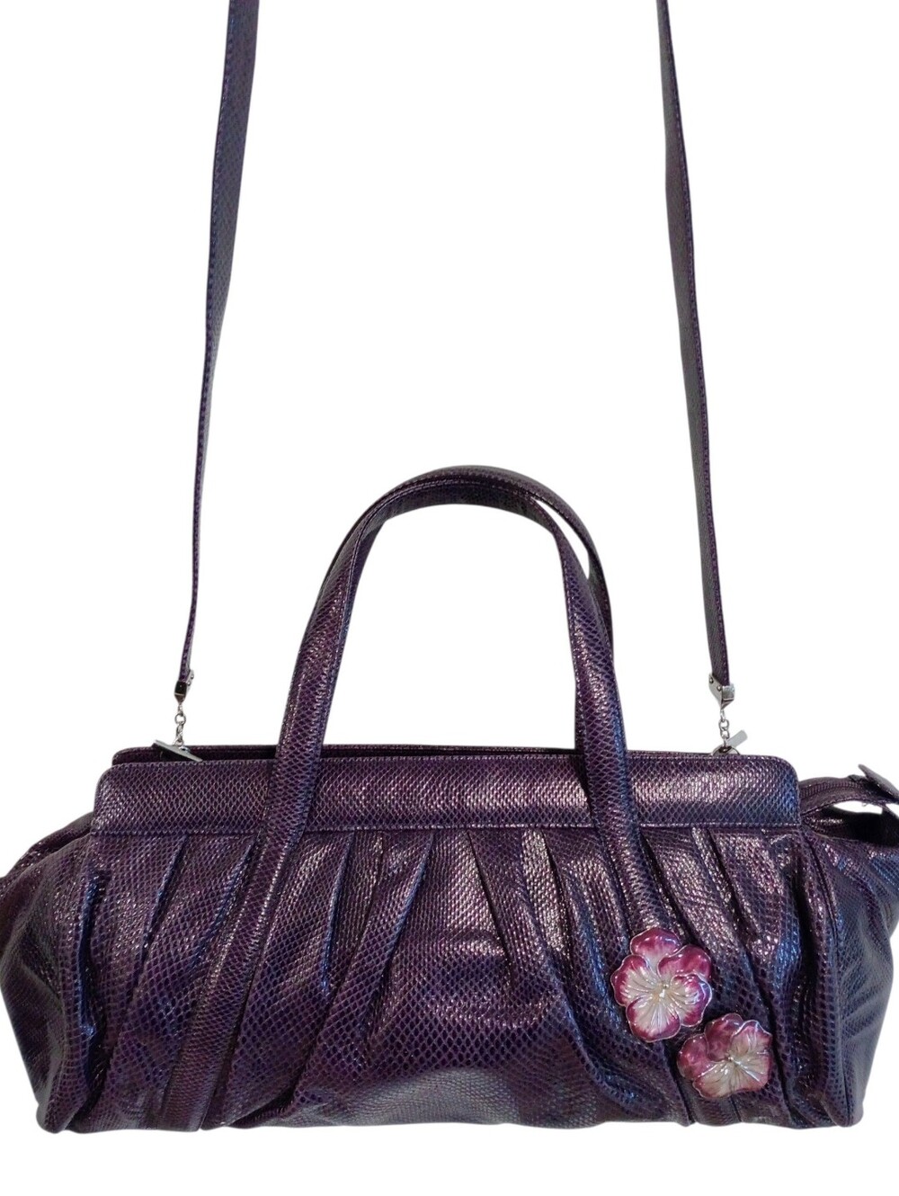 Judith Lieber Vintage Exotic Pleated Snakeskin Top Handle Shoulder Bag - Picture 2 of 16